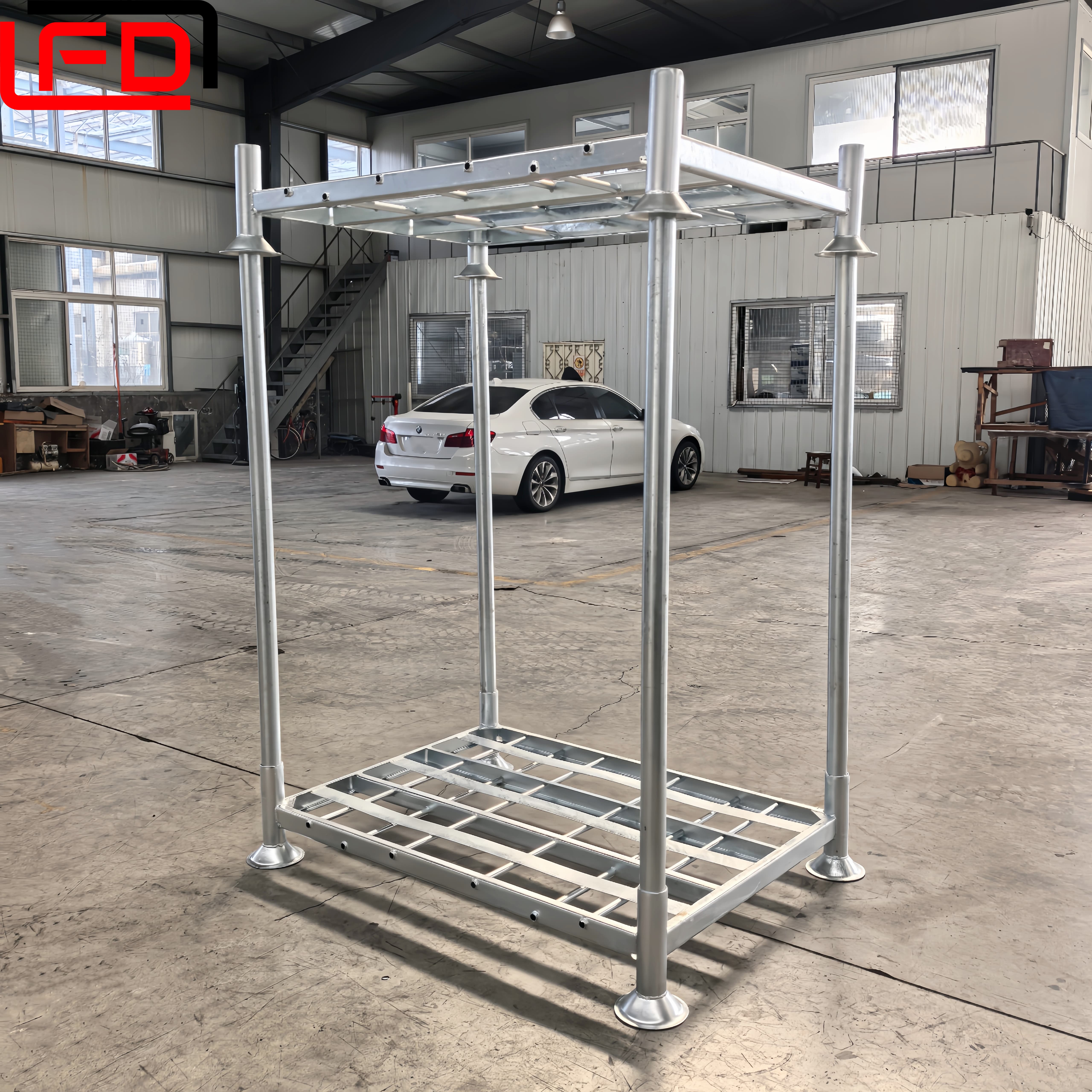 Dompelverzinkte industriële opslag- en logistieke apparatuur, palletstellingen, magazijnstellingen, stapelbare pallets, metalen pallets