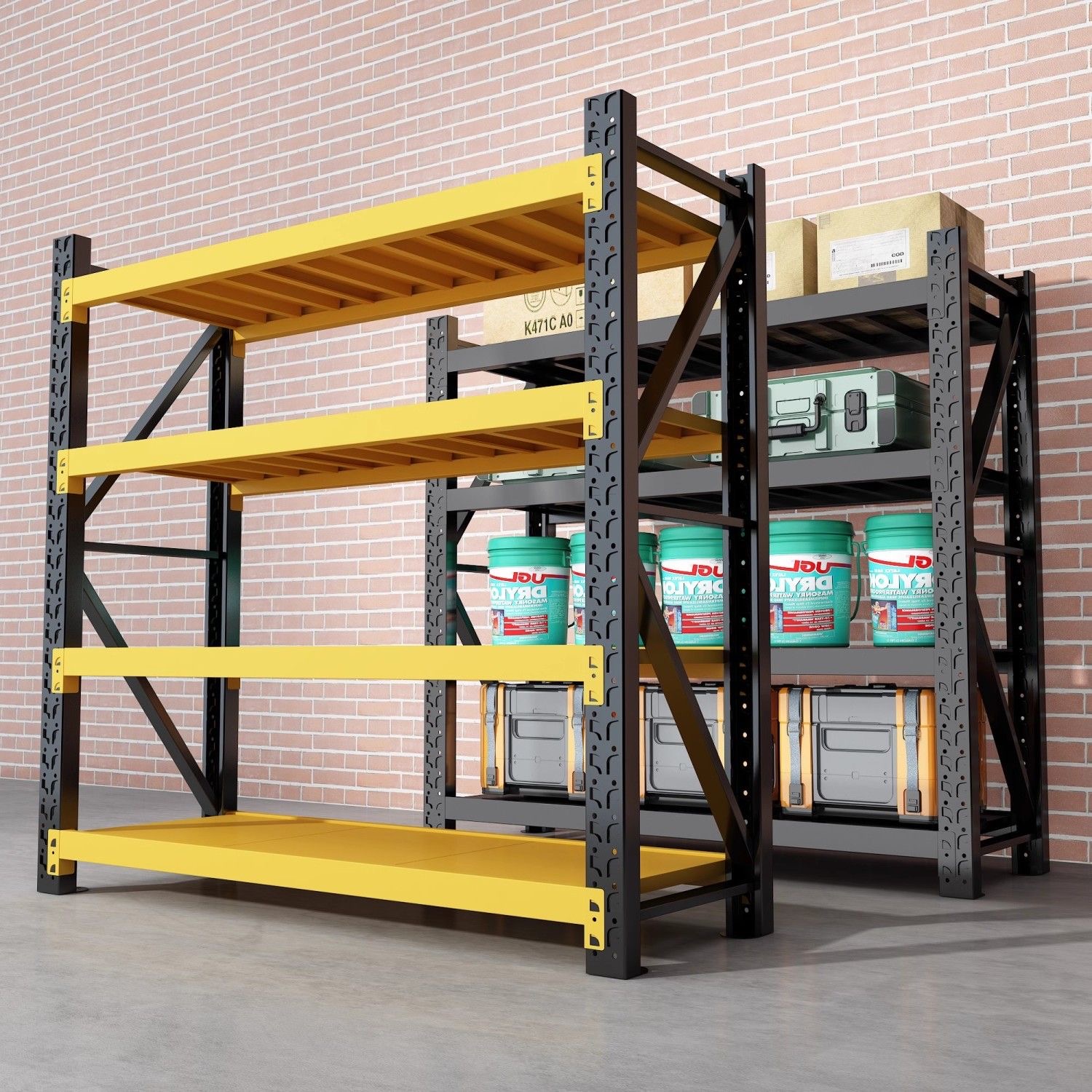 Industriële magazijnstellingen, palletstellingen, metalen stellingen, zwaar uitgevoerd opslagsysteem voor logistieke centra