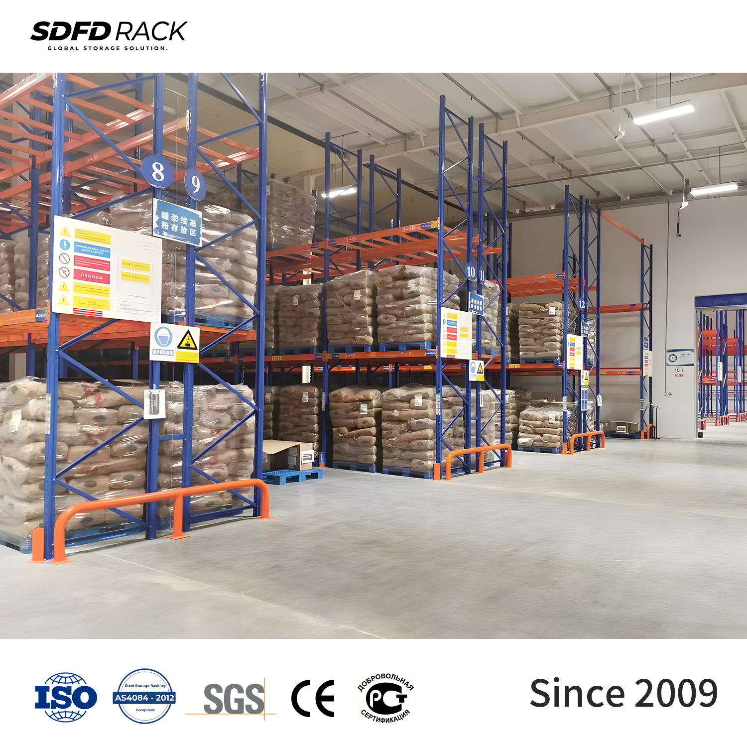 Verstelbaar, zwaar uitgevoerd stalen palletstellingsysteem met 4 lagen, magazijnbalken, draagvermogen 800 kg (2 ton), industrieel rek