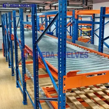 Doorrolstelling voor pallets met zwaartekrachtrollen