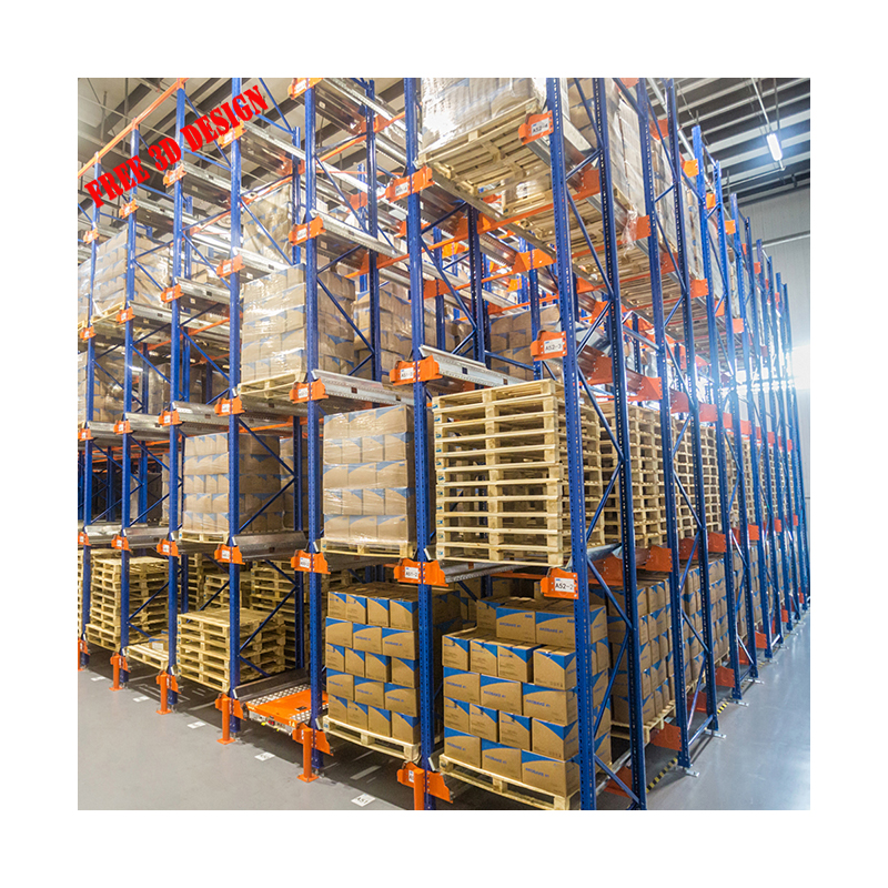 Doorrijpalletstelling, geschikt voor heftrucks, zware uitvoering, magazijnopslag met hoge dichtheid