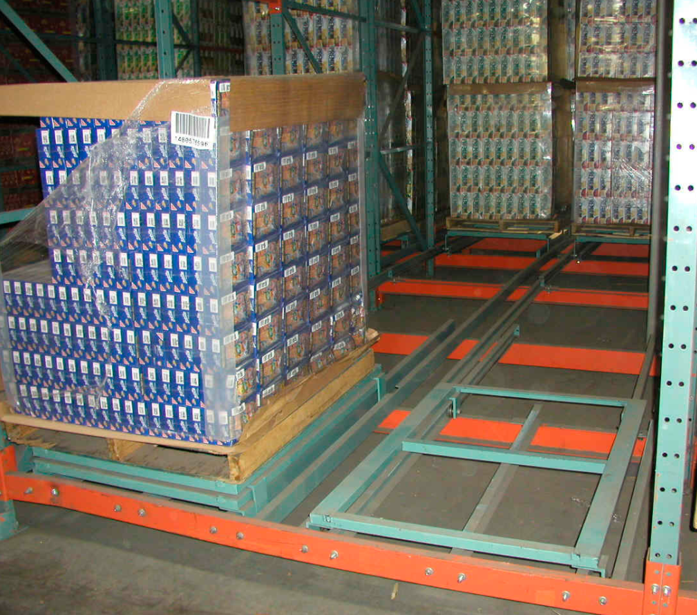 Kosteneffectief pushback palletstellingensysteem voor koelopslag en logistieke magazijnen