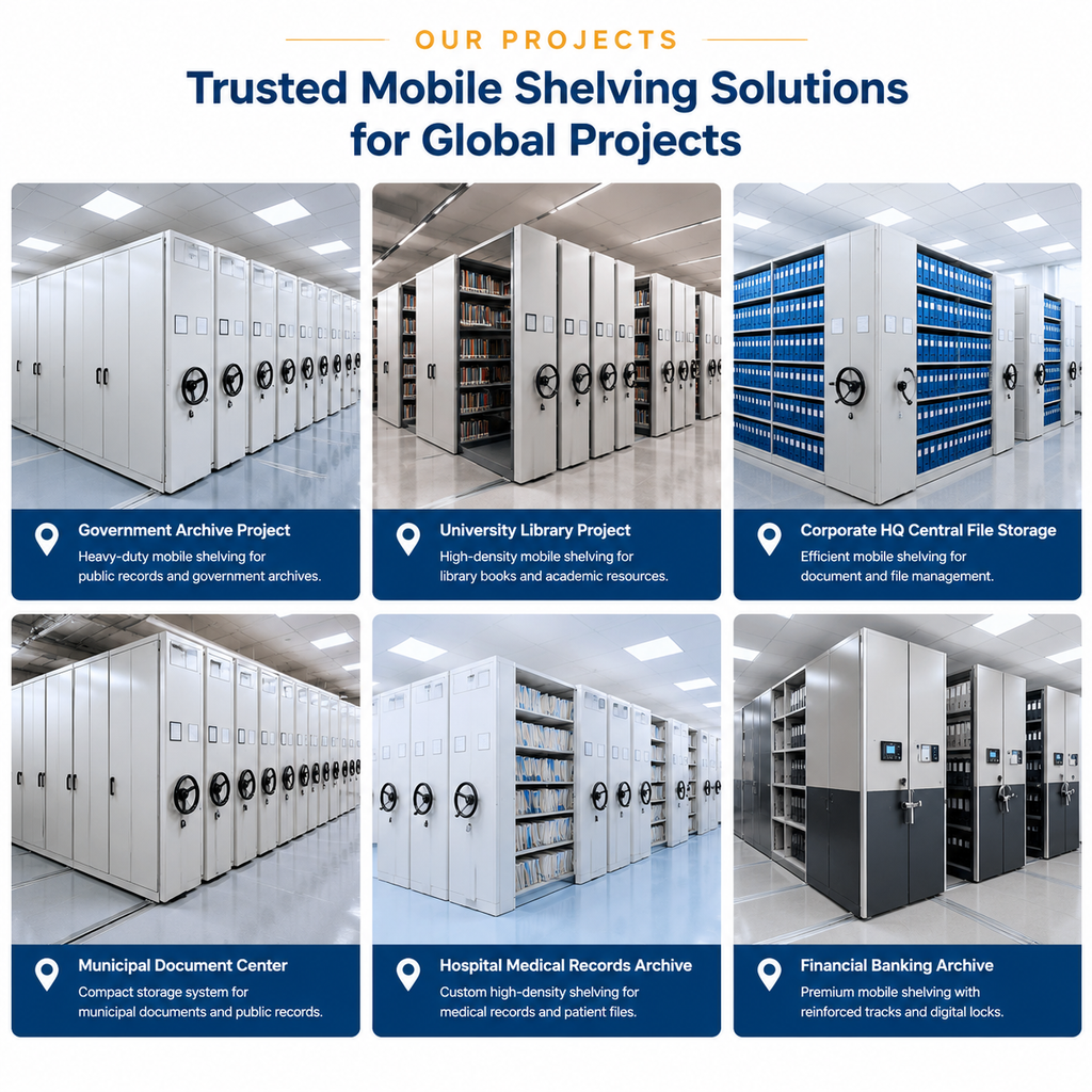 Modern mobiel stellingsysteem met hoge dichtheid, compact, dubbelzijdig stalen rek, milieuvriendelijk archief, archiefkast, opbergdoos met slot