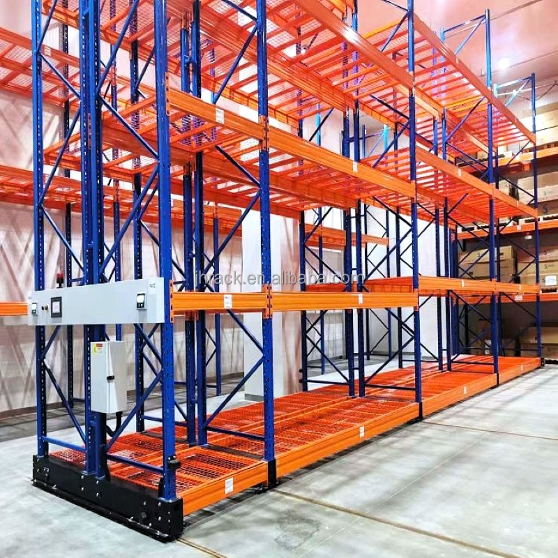 Industriële, zware en zeer efficiënte elektrische mobiele opslagrekken voor magazijnen, automatisch mobiel stellingsysteem, palletstelling