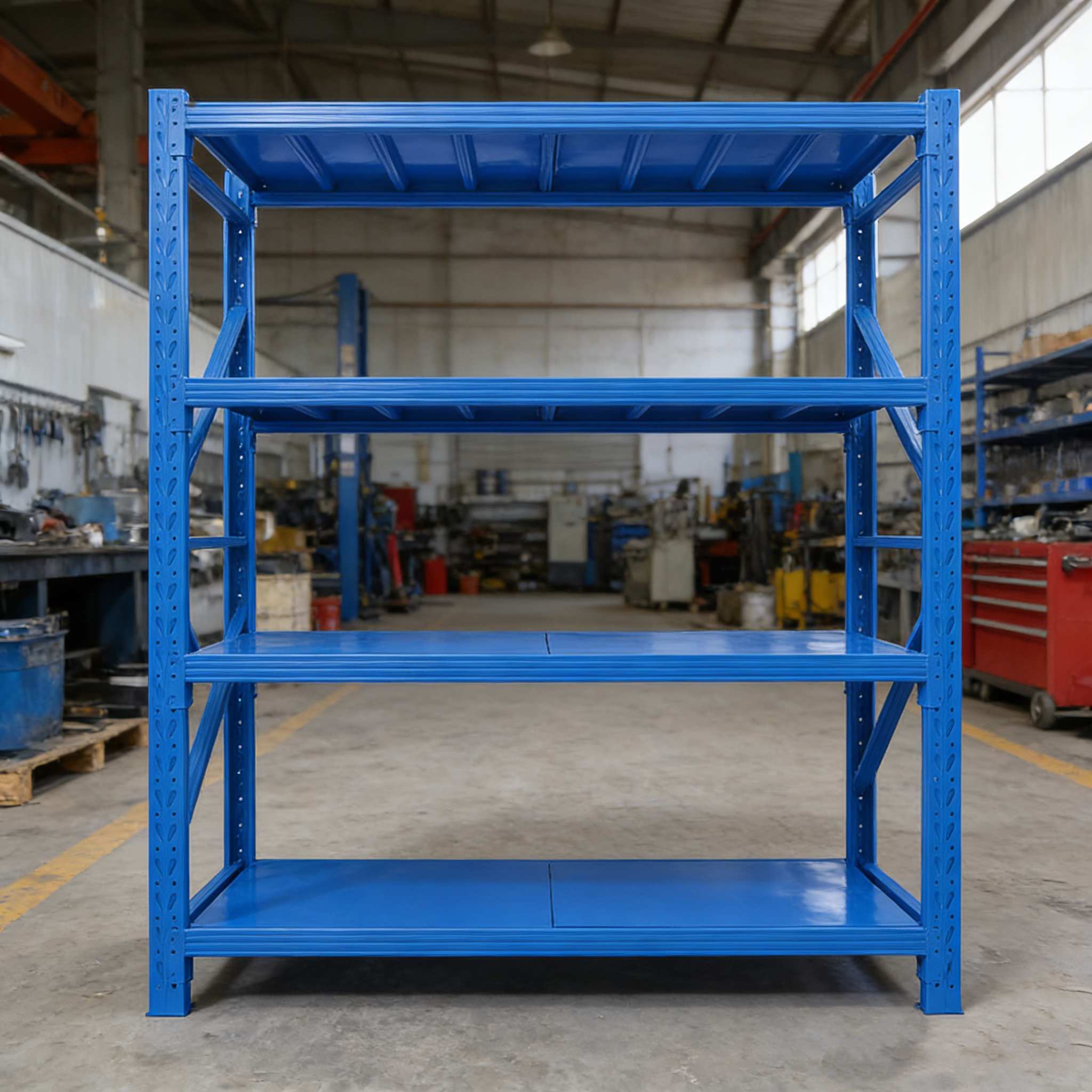 Industriële magazijnstellingen, palletstellingen, metalen stellingen, zwaar uitgevoerd opslagsysteem voor logistieke centra