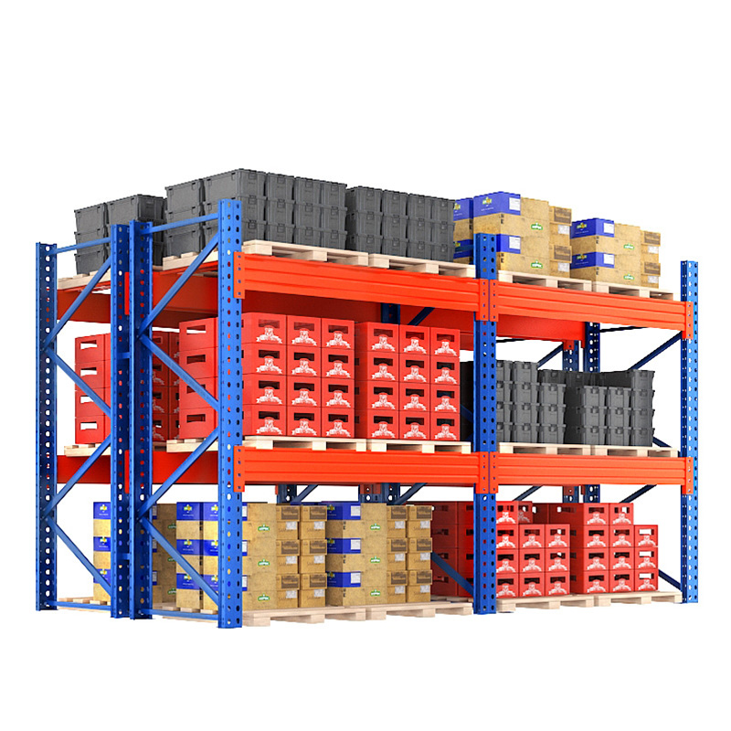 Zware, koudgewalste stalen palletsteunbalk met 6-laags epoxy elektrostatische poedercoating en vlindersluiting voor magazijnstellingen