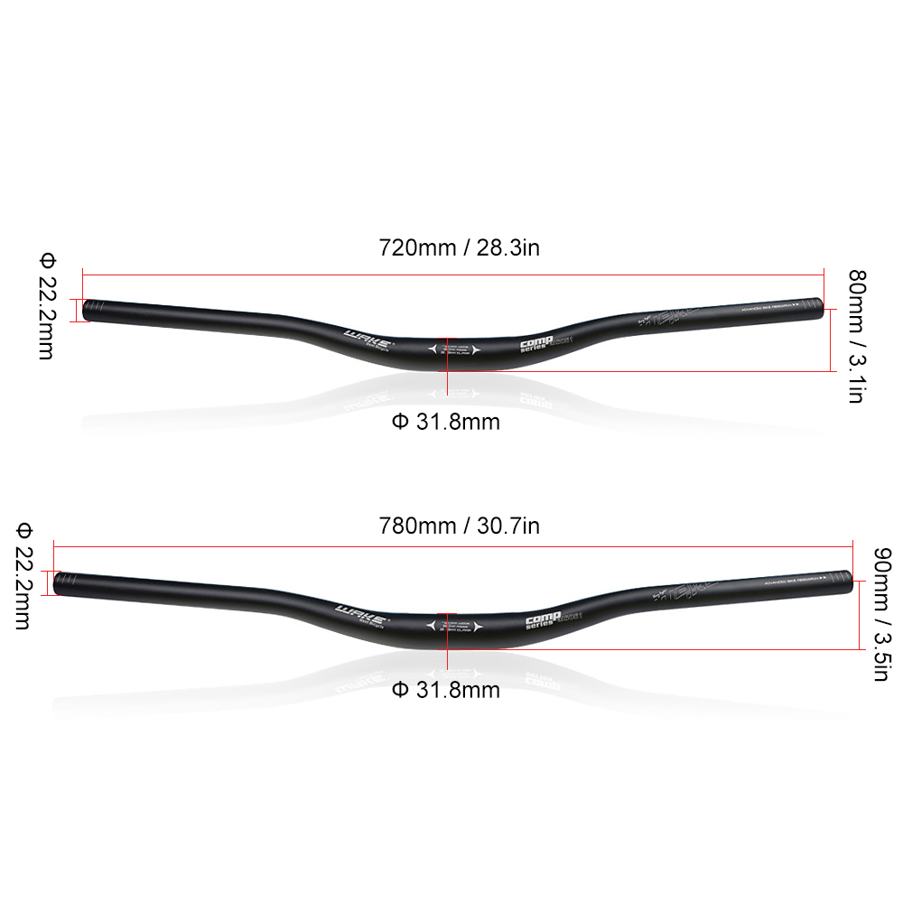 Mountainbikestuur van aluminiumlegering, 31,8 mm, 720 mm/780 mm lang, extra lang MTB-stuur voor fietsers.