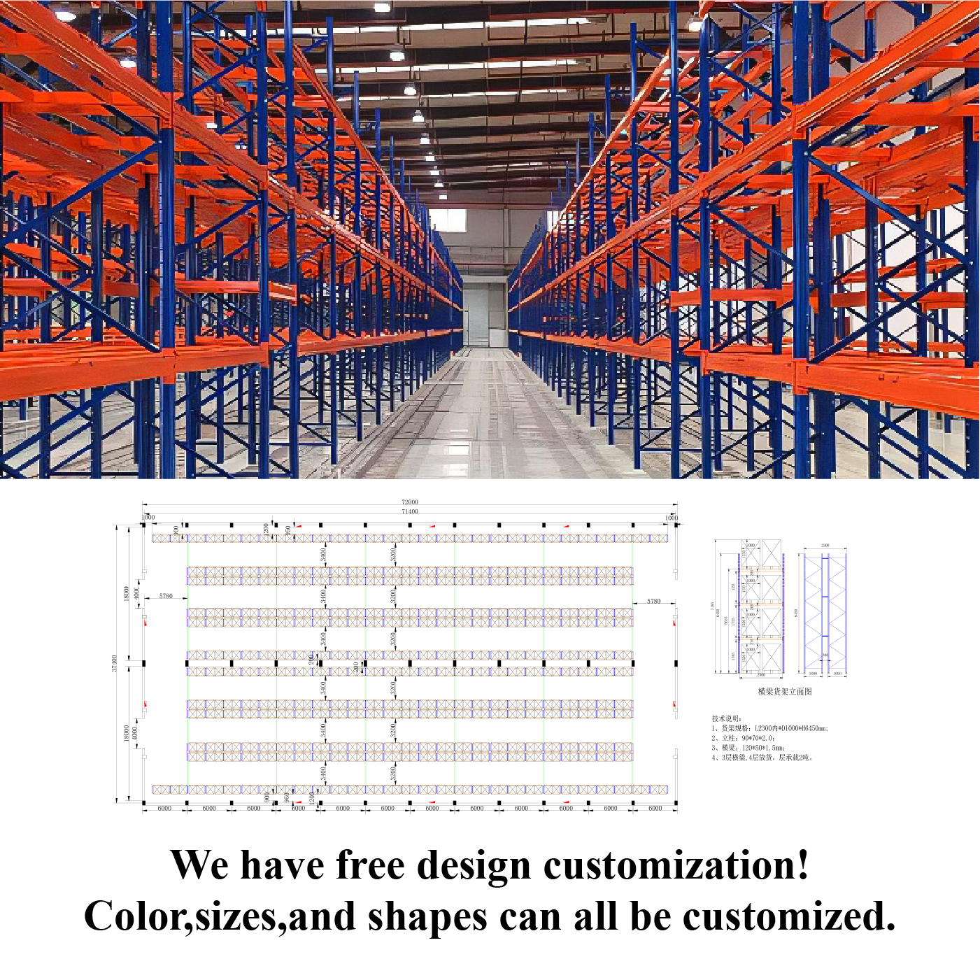 Magazijnstelling, selectieve palletstelling, verstelbare ligger voor palletopslag