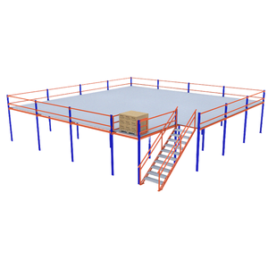 Tussenverdiepingsstellingen, stalen constructie, tussenverdiepingsplatform met grote overspanning en hoog draagvermogen voor magazijnopslagoplossingen.