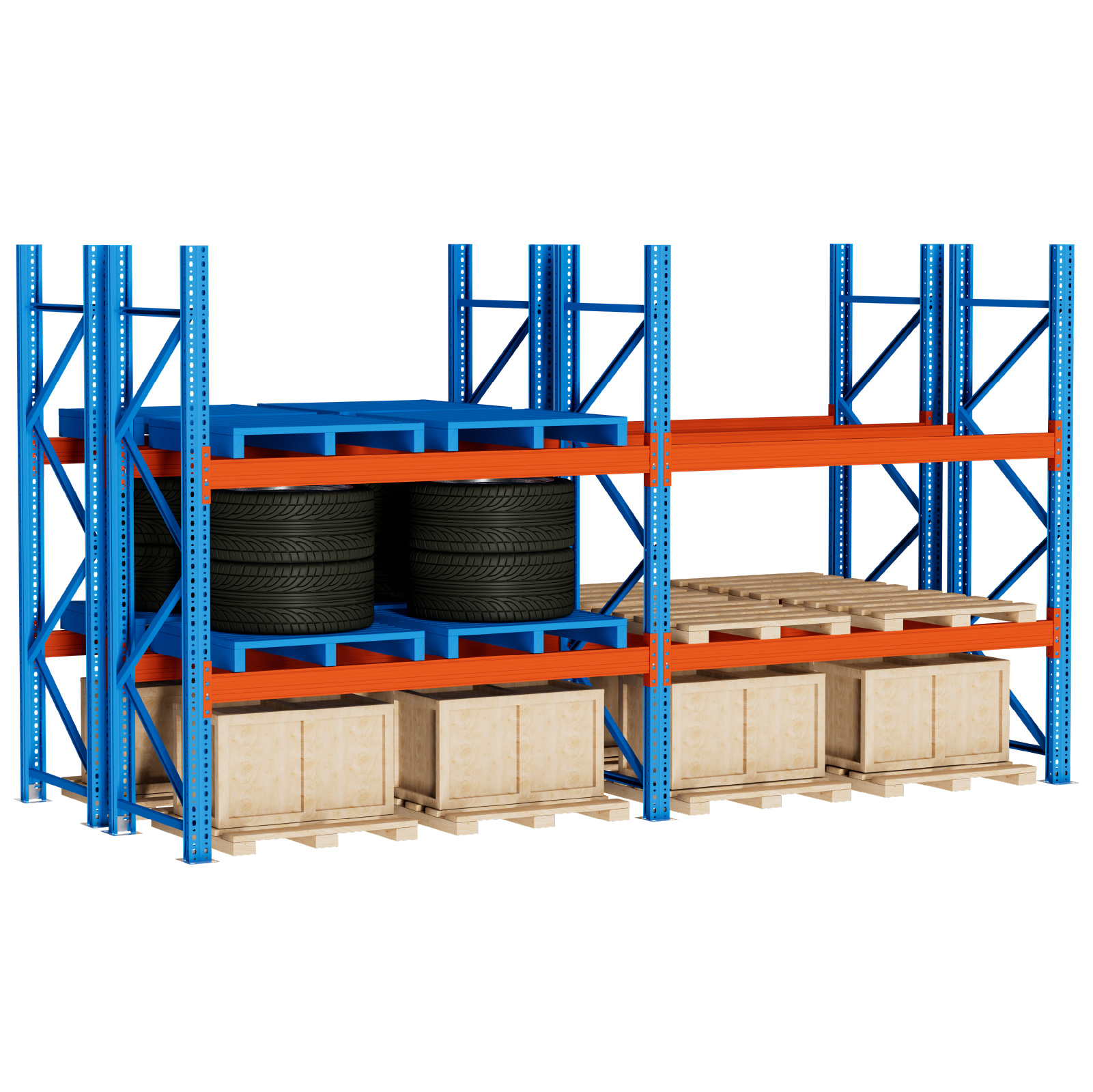 Op maat gemaakte, zware stalen palletstellingen, industrieel opslagsysteem voor magazijnen.