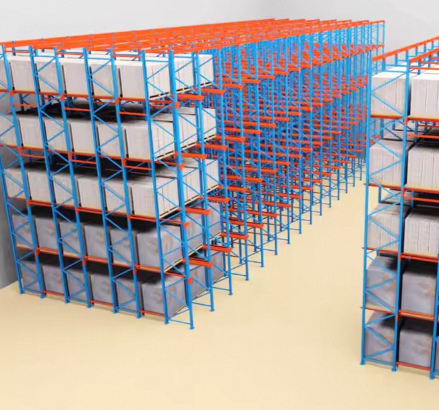 Zware, dubbele diepte selectieve palletstellingen met inrijplanken, thermisch verzinkt, corrosiebestendig magazijnrek. Grote bestelling 30%