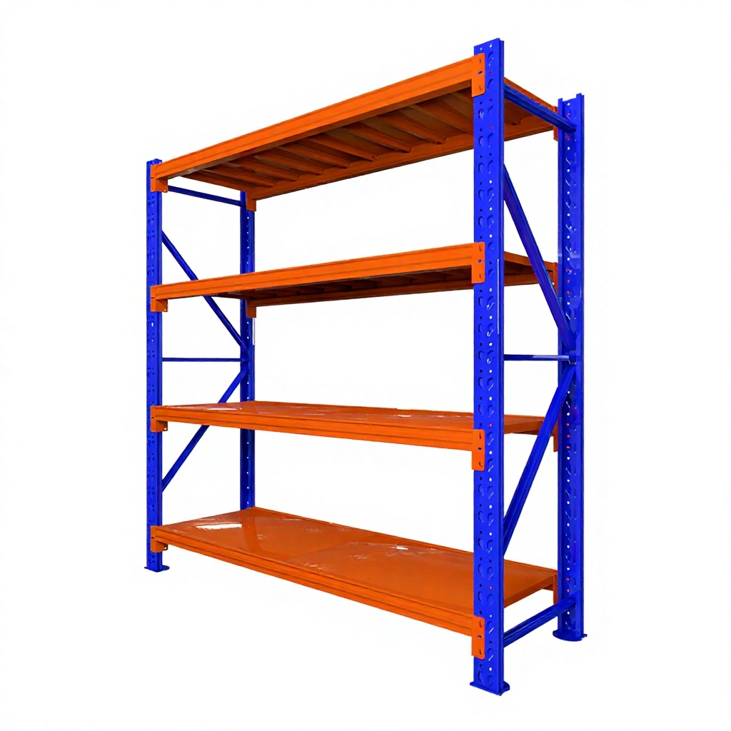 One Tech Factory-direct 4-laags duurzaam, boutloos, middelzwaar magazijnrek, gepoedercoat, roestwerend, stabiel.