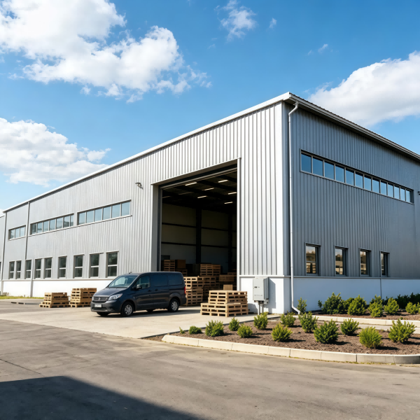 Geprefabriceerde, lichte stalen kleine werkplaats/magazijn/modulaire industriële loods voor commerciële fabrieksactiviteiten