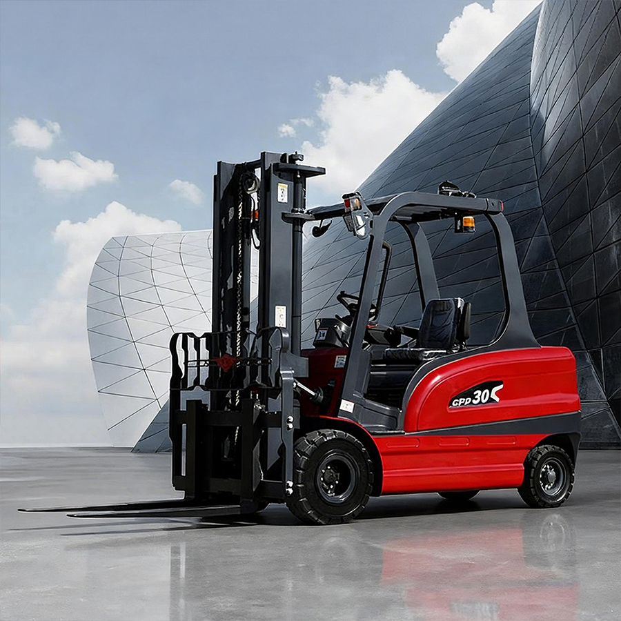 3-tons elektrische heftruck met lithiumbatterij, wisselstroommotor, contragewicht, palletzijschuiver, materiaalbehandeling