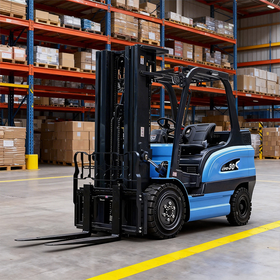 3-tons elektrische heftruck met lithiumbatterij, wisselstroommotor, contragewicht, palletzijschuiver, materiaalbehandeling