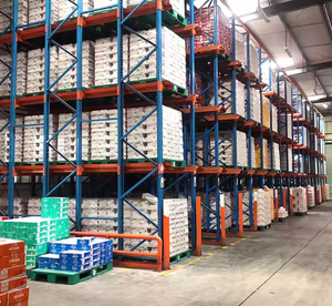 Zware, dubbele diepte selectieve palletstellingen met inrijplanken, thermisch verzinkt, corrosiebestendig magazijnrek. Grote bestelling 30%