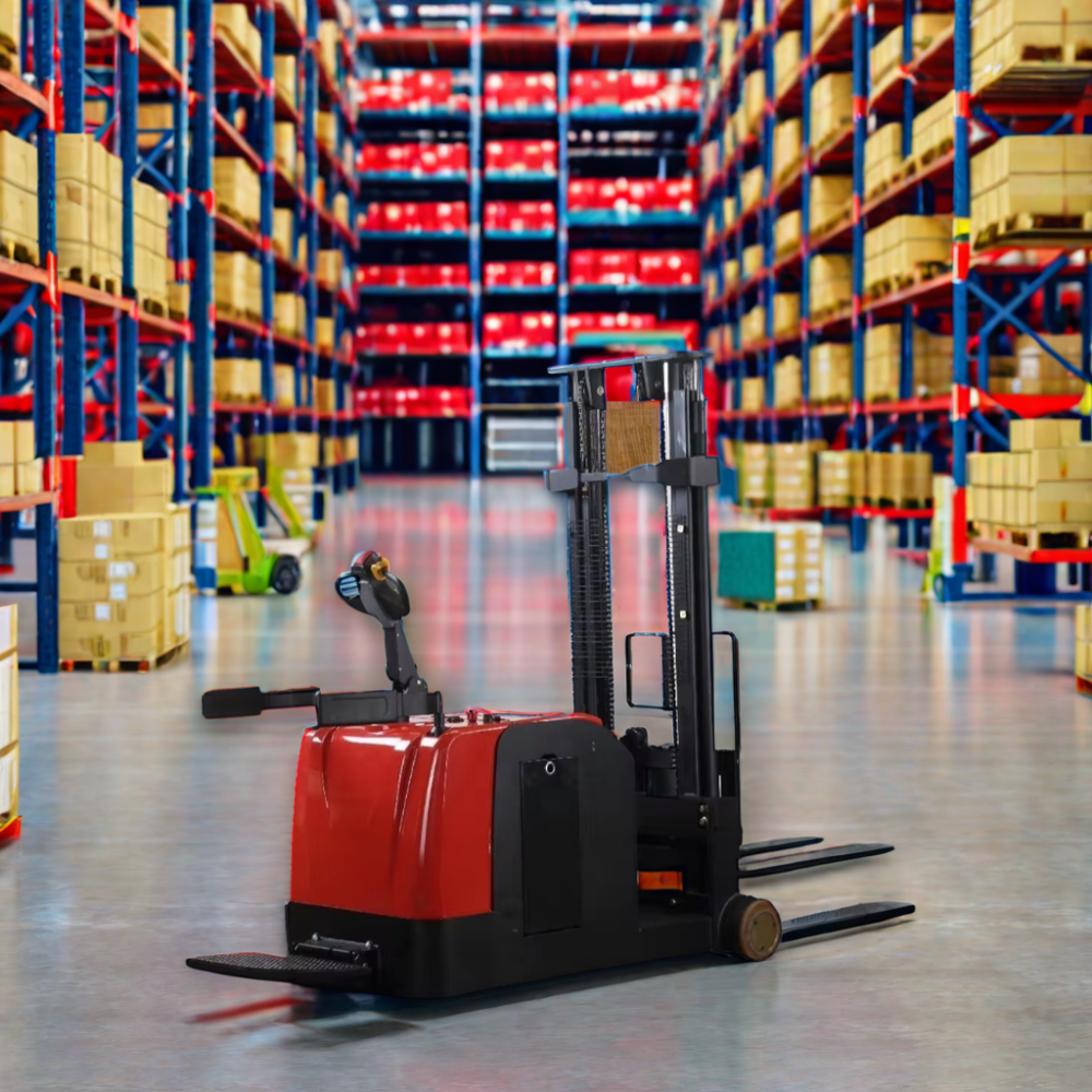Volledig elektrische reachtruck met zelfladende palletwagen en motor, draagbare zelfladende containerstapelaar.