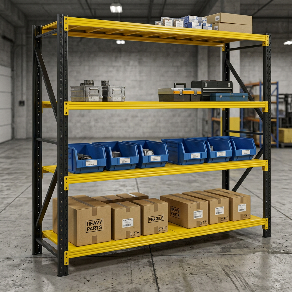 Mobiele opslagrekken met brede overspanning, lichtgewicht rekken voor magazijnen, roestvrijstalen bouwmaterialen, gereedschapsrekken.