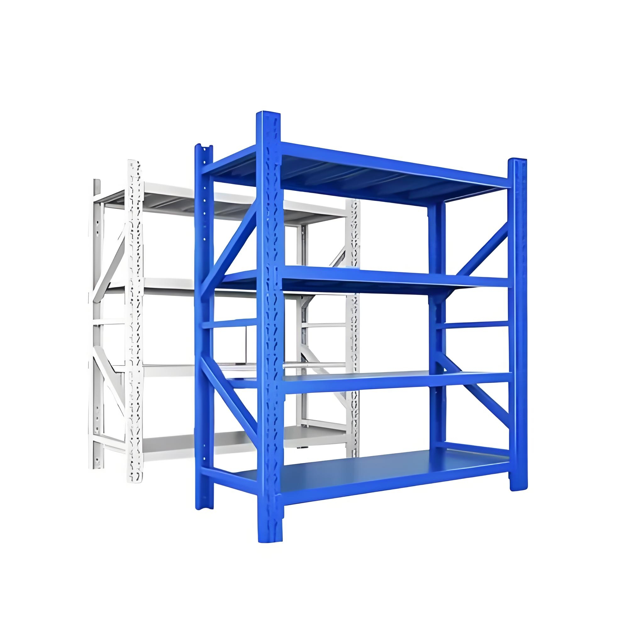 Op maat gemaakte, verstelbare, middelzware stalen stellingen met een draagvermogen van 500 kg per laag, geschikt voor industriële magazijnen en opslagsystemen.