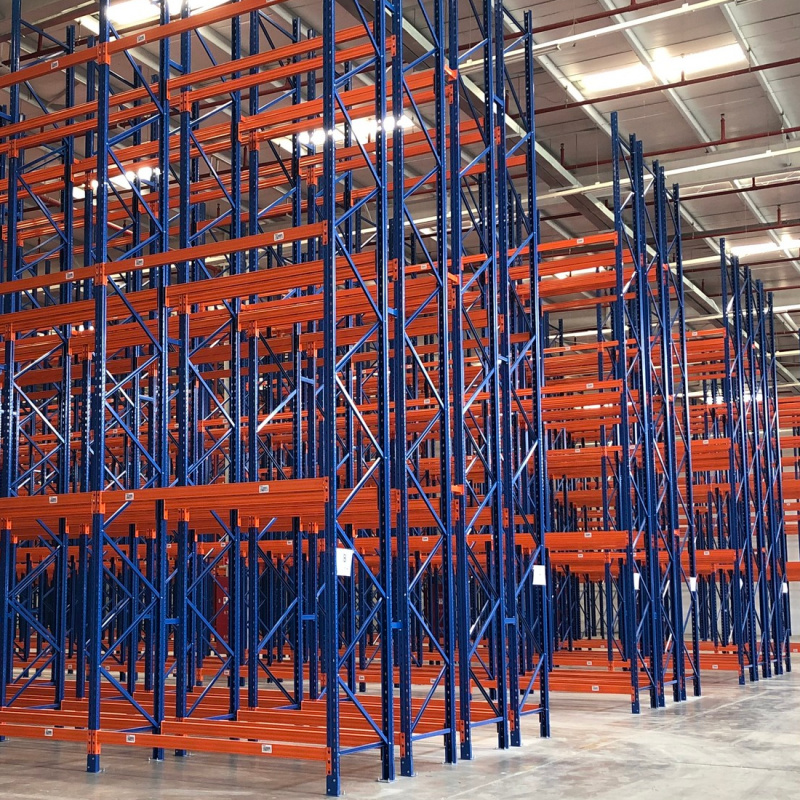 Volledig met bouten te monteren constructie, eenvoudig te demonteren en te verplaatsen, dubbele diepte stelling met hoge dichtheid, dubbele diepte palletstelling