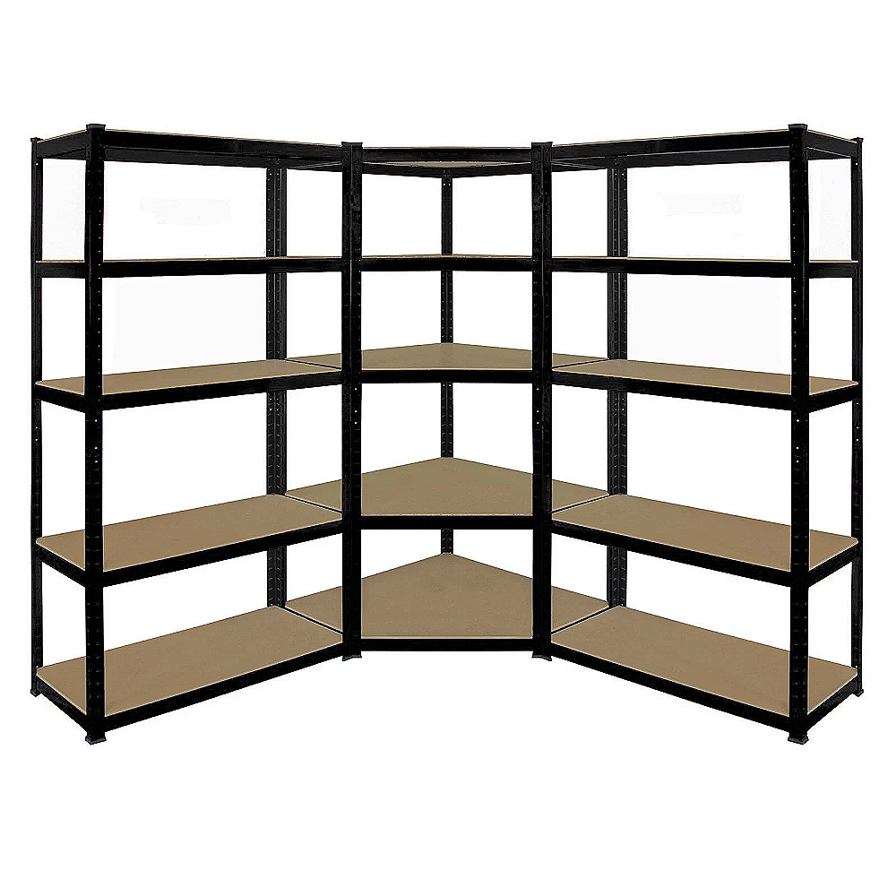 Hoogwaardige zwarte/zilveren magazijnstellingen, palletstellingen, metalen magazijnstellingen met 5 lagen.