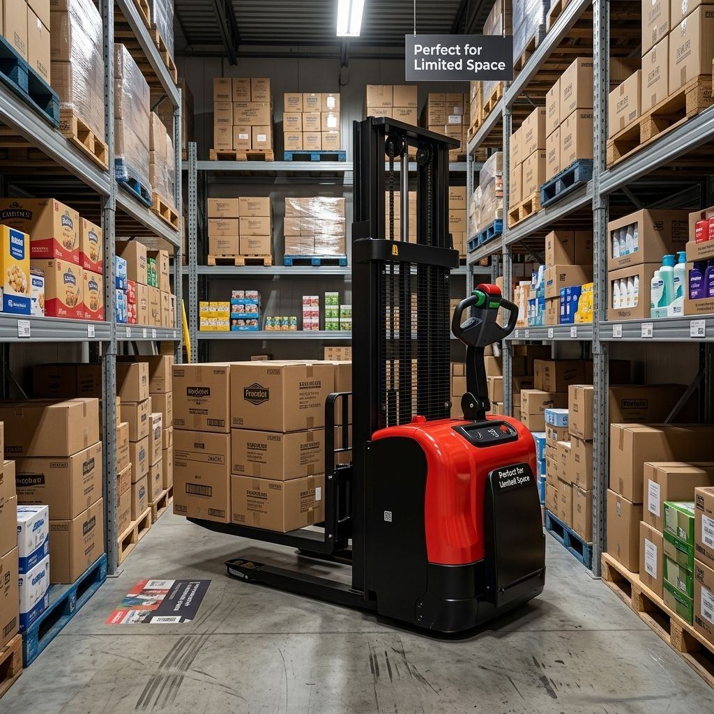 CE-gecertificeerde volledig elektrische palletstapelaar, terreinstapelaar met een hefvermogen van 1,5t, 2t en een hefhoogte van 3m, 4m en 6m, geschikt voor magazijnstellingen en hoogbouw.