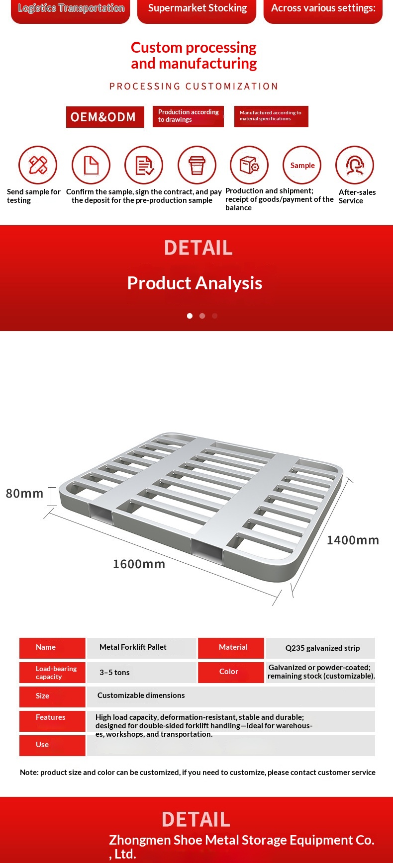 Duurzame stalen palletconstructie