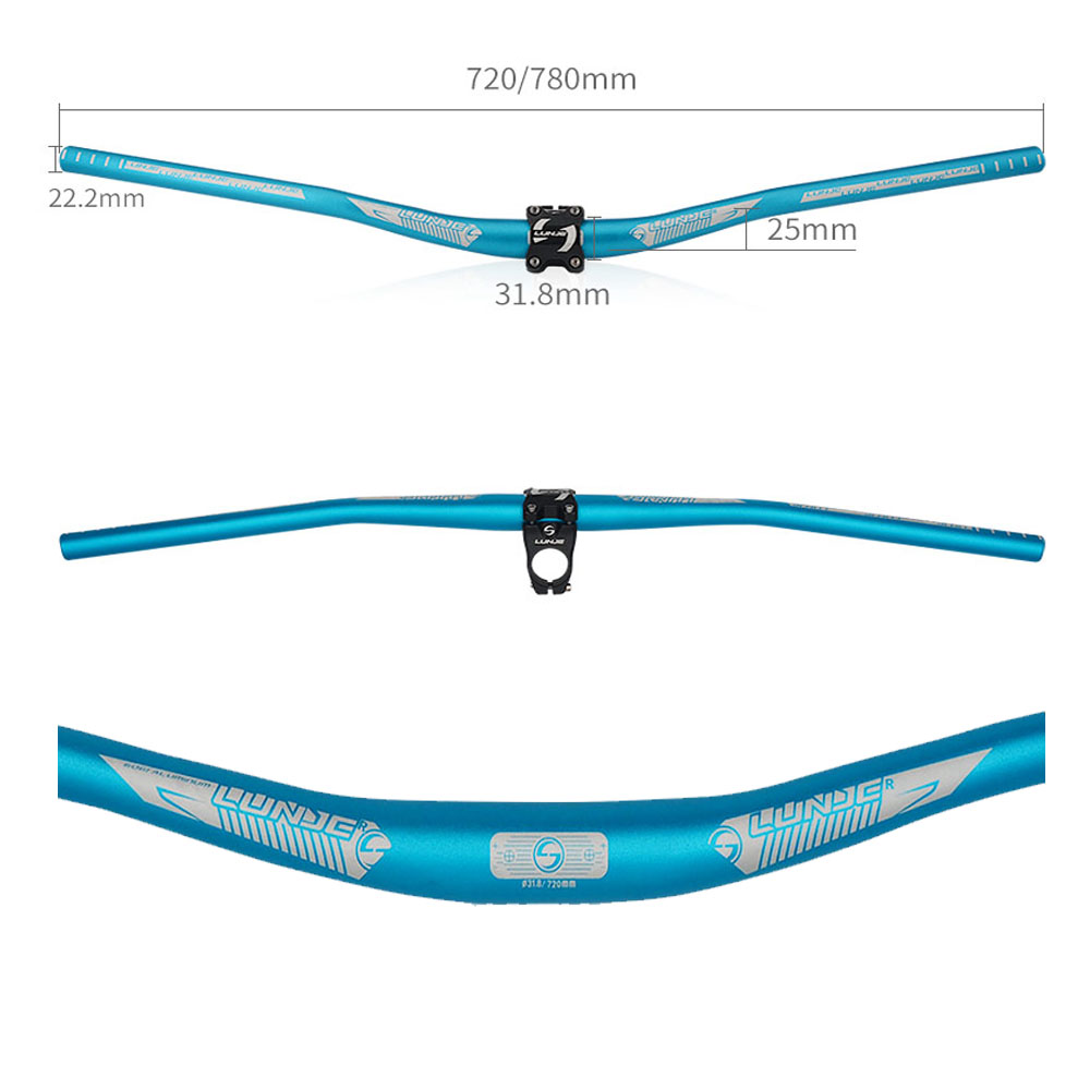LUNJE Swallow Handle Mountainbike Stuur van aluminiumlegering, fietsstuur MTB 31,8 * 720/780 mm, lang fietsstuur