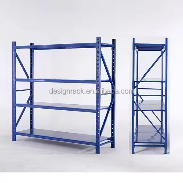 Mobiele opslagrekken met brede overspanning, lichtgewicht rekken voor magazijnen, roestvrijstalen bouwmaterialen, gereedschapsrekken.