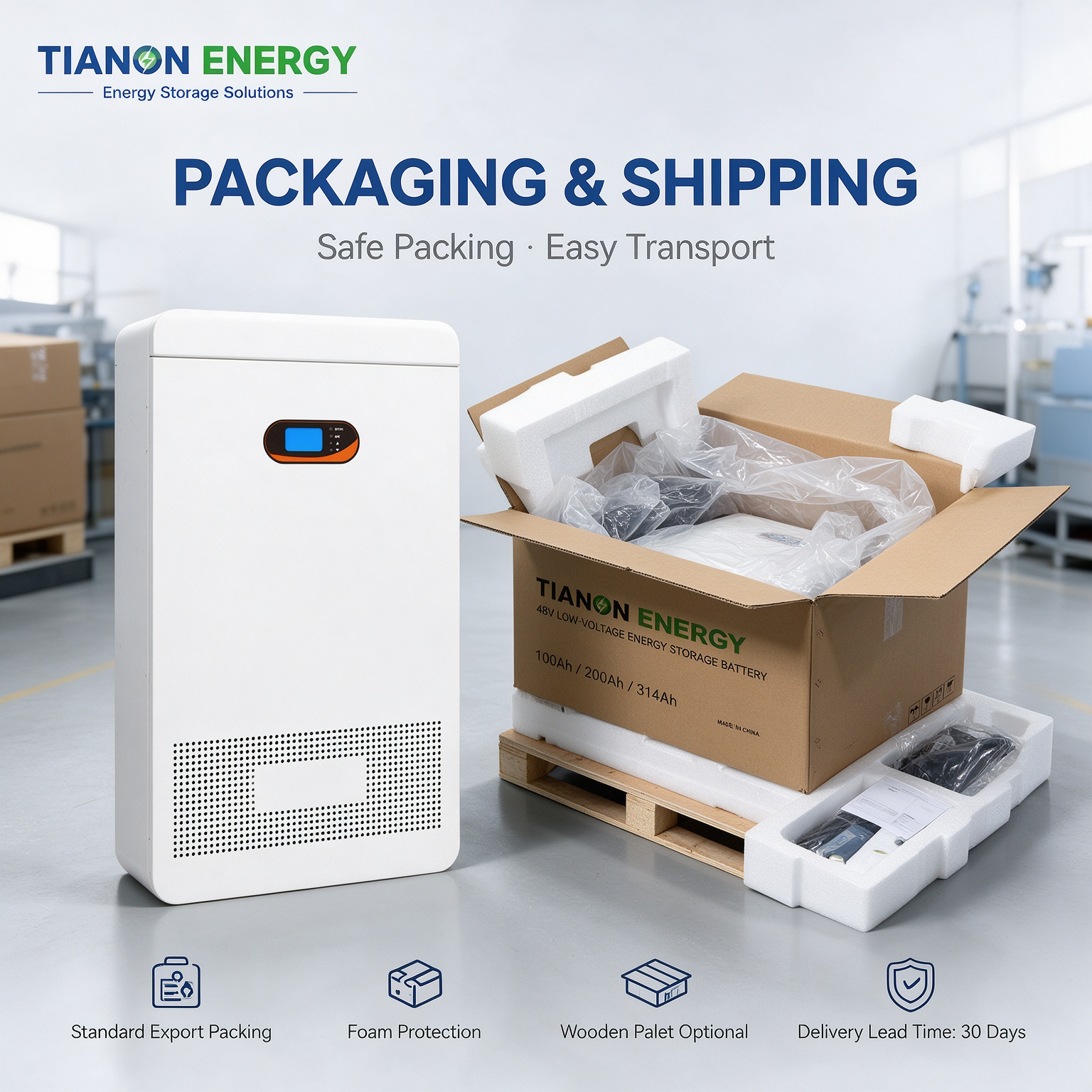 48V 100Ah 200Ah 314Ah LiFePO4 lithiumbatterij-energieopslagsysteem, laagspanning, zonne-energie, slim BMS, 10-20 kW, hybride/off-grid, IP65 CAN