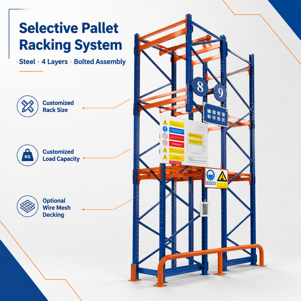 Specificaties verstelbaar zwaar stalen palletstellingsysteem