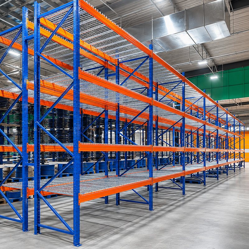 Selectief palletstellingensysteem, stalen opslagrek Q235B, zware industriële magazijnstellingen, gepoedercoat.