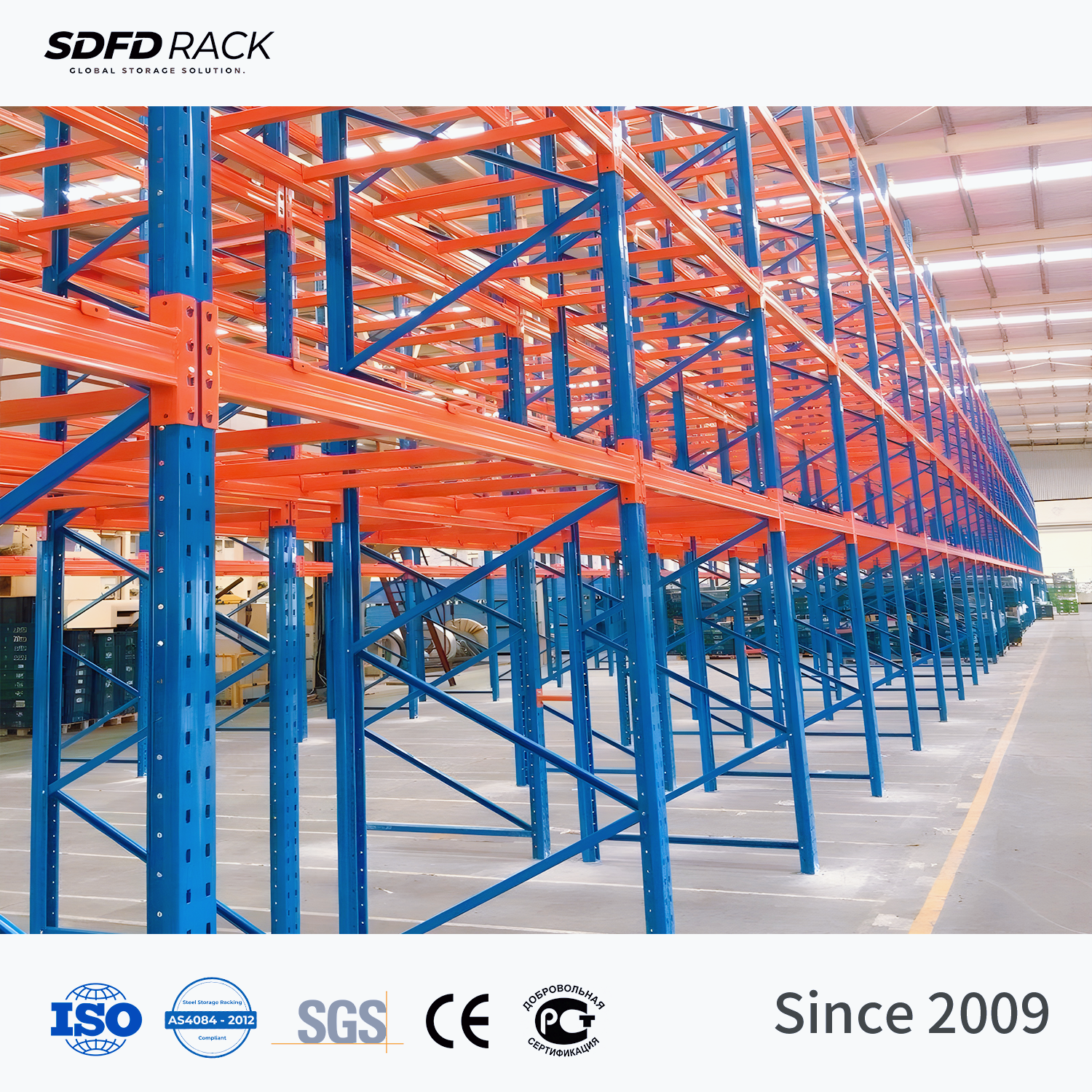 Verstelbaar, zwaar uitgevoerd stalen palletstellingsysteem met 4 lagen, magazijnbalken, draagvermogen 800 kg (2 ton), industrieel rek