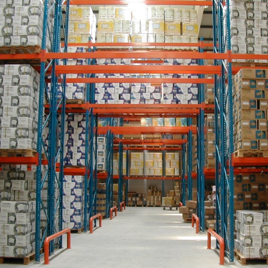 Verstelbaar, zwaar uitgevoerd stalen palletstellingsysteem met 4 lagen, magazijnbalken, draagvermogen 800 kg (2 ton), industrieel rek