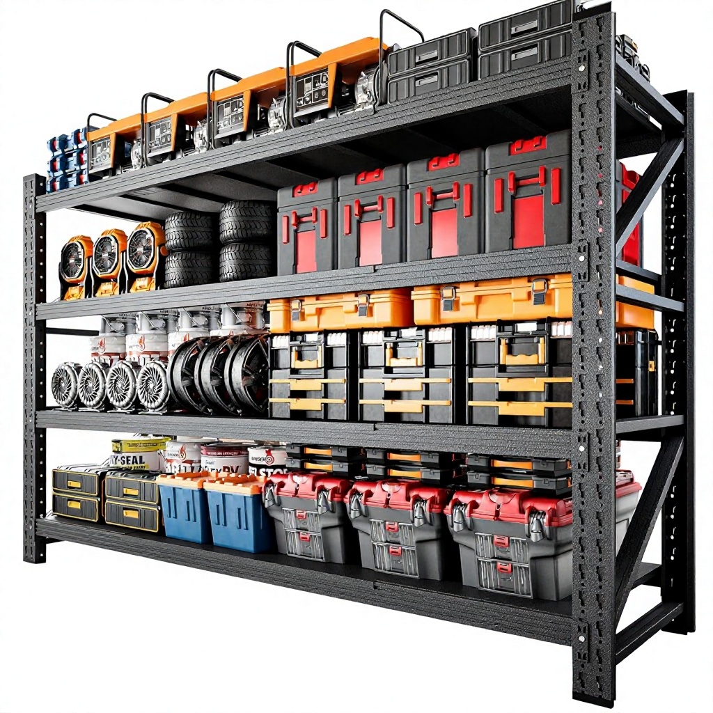 Lichtgewicht metalen stelling van 350 kg, 4 lagen, metalen magazijnstellingen, roestwerend, verstelbaar, stalen stelling, stalen stapelstelling voor garages.
