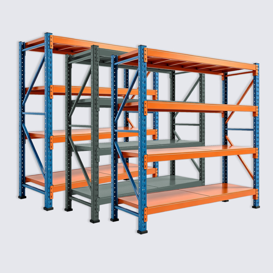 Fabrieksrechtstreeks, middelzwaar opslagrek, 4 lagen, verstelbaar, koudgewalst staal, gepoedercoat, CE-gecertificeerd, draagvermogen 300-800 kg