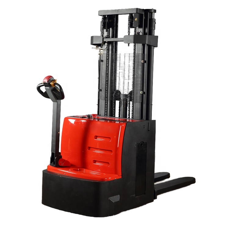 Draagbare elektrische stapelaar met vorken van 3,5/4/4,5/5 m, hefvermogen 1,5 ton, elektrische en mechanisch gestuurde pallet-reachtruck.