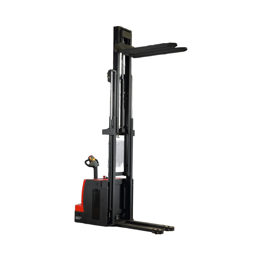 Draagbare elektrische stapelaar met vorken van 3,5/4/4,5/5 m, hefvermogen 1,5 ton, elektrische en mechanisch gestuurde pallet-reachtruck.